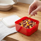Compact storage container for chopped vegetables and snacks