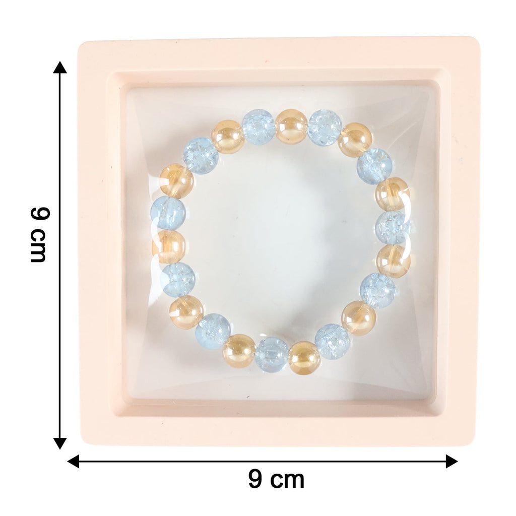 Size dimensions of dual-tone crystal beaded stretch bracelet