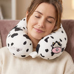Cuddly cow print neck support pillow for travel and home
