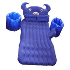 Travel-ready inflatable car bed setup in a vehicle for road trips
