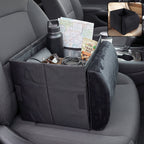 Space saving car seat organizer with fold out cushion