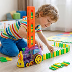Automatic Domino Laying Train Engine Toy with Light and Music for Kids (1 Pc) view 7
