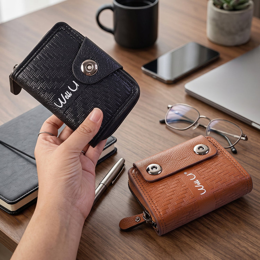 Black Zip-Around Card Holder Wallet – Secure Multi-Card Organizer
