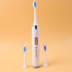 Electric toothbrush set showing toothbrush with brush heads