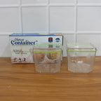 Food storage containers in use holding nuts and spices