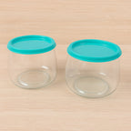 Two BPA-free airtight storage containers with transparent plastic bodies and leakproof lids