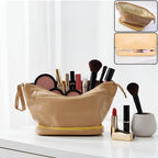 Spacious dual-compartment cosmetic bag for brushes and tools