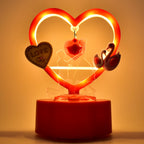 Detail view of heart decorative showpiece showing design and LED feature