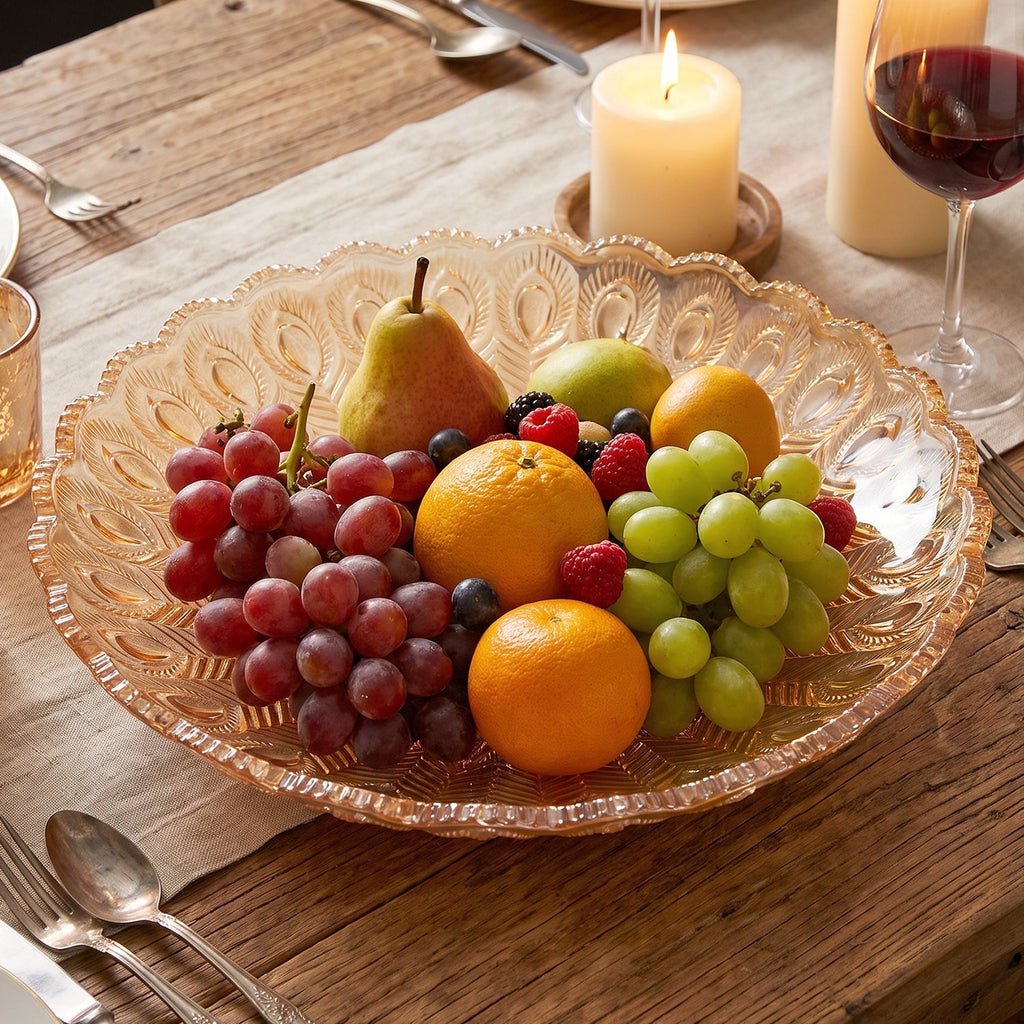 Crystal clear round platter for table serving and gifting