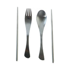 Eco friendly reusable cutlery with spoon, fork and chopsticks