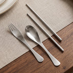 Travel dining set with steel utensils and carry pouch
