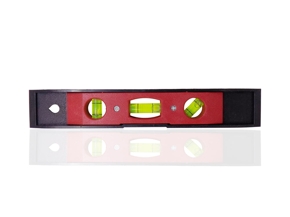 BoltForce Mini Pocket Level with three bubble vials for precise alignment.