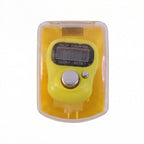 Close-up of digital finger tally counter button and screen during use