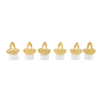 Decorative LED tealight candle with golden diya design illuminated