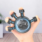 Ergonomic hand grip trainer exercise device for daily use.