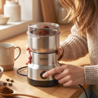 Compact electric grinder for masala, dry spices and coffee beans