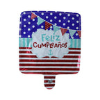 Feliz foil birthday balloon backdrop setup