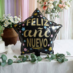 Side view of Black star foil balloon for decoration