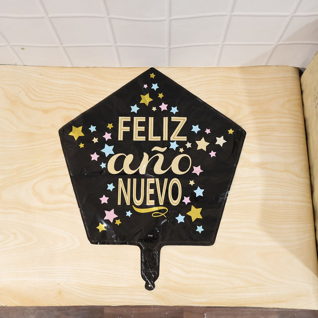 Black star new year balloon in use for celebration