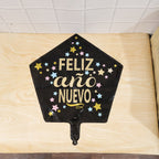 Black star new year balloon in use for celebration
