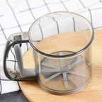 Home baking accessory plastic flour sieve cup with comfortable grip