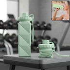 Premium silicone foldable water bottle with textured body
