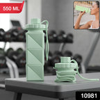 Foldable water bottle with carry strap and leakproof cap