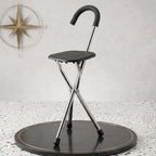 Foldable cane chair with three legs for elderly support and rest