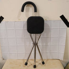 Cane with seat and three leg stand for seniors and travellers