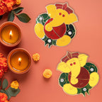 Close-up image showing detailed vibrant Ganpati motif on wall sticker