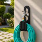 Self mounted plastic hangers for garden hoses and tubing
