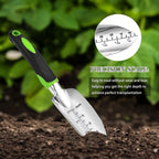 Ergonomic garden trowel with non slip grip for soil work