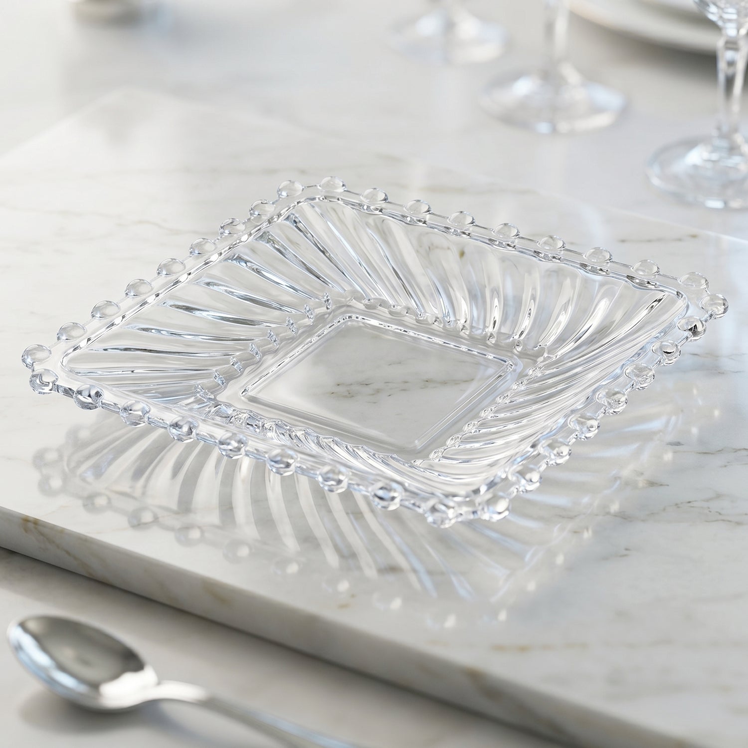Stylish transparent glassware serving set for parties