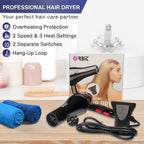 Compact hair dryer with hot and cold air settings for styling