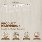 Space-saving wall rack with 10 hooks for multi-purpose hanging