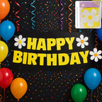Birthday banner set with vibrant floral letters for party decoration