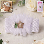 Baby girl headband with floral bow design, soft elastic for comfort