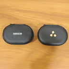 Zippered Bluetooth earbuds pouch close up