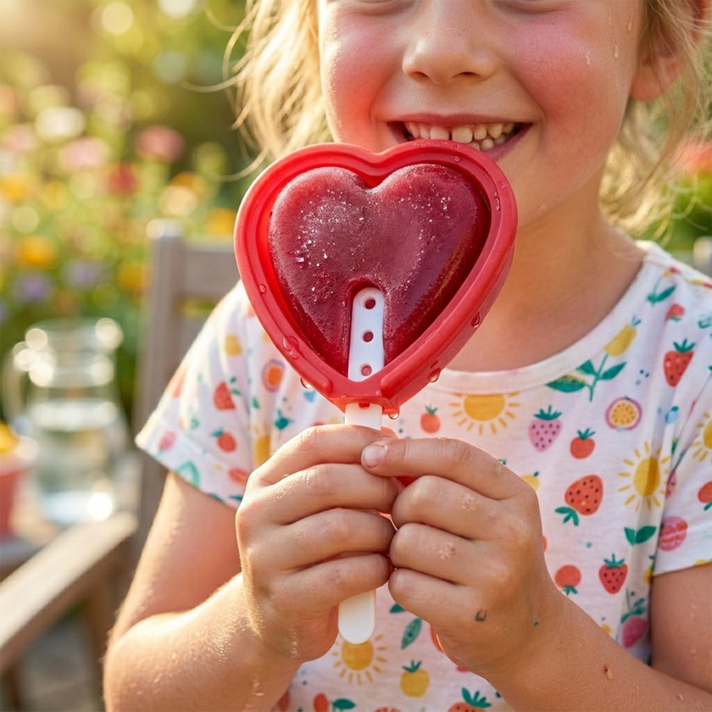 Flexible heart-shaped silicone popsicle molds for easy release