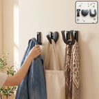 Premium heavy duty wall hook, 3 in 1 self adhesive hooks for clothes and bags (3 pc)