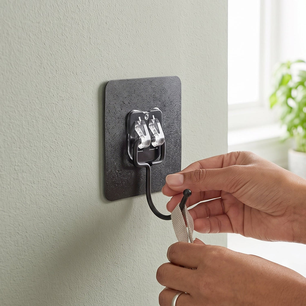 Reusable transparent adhesive hooks for everyday hanging
