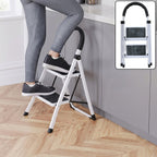 2 step folding ladder with padded handrail and anti slip steel steps (1 pc)