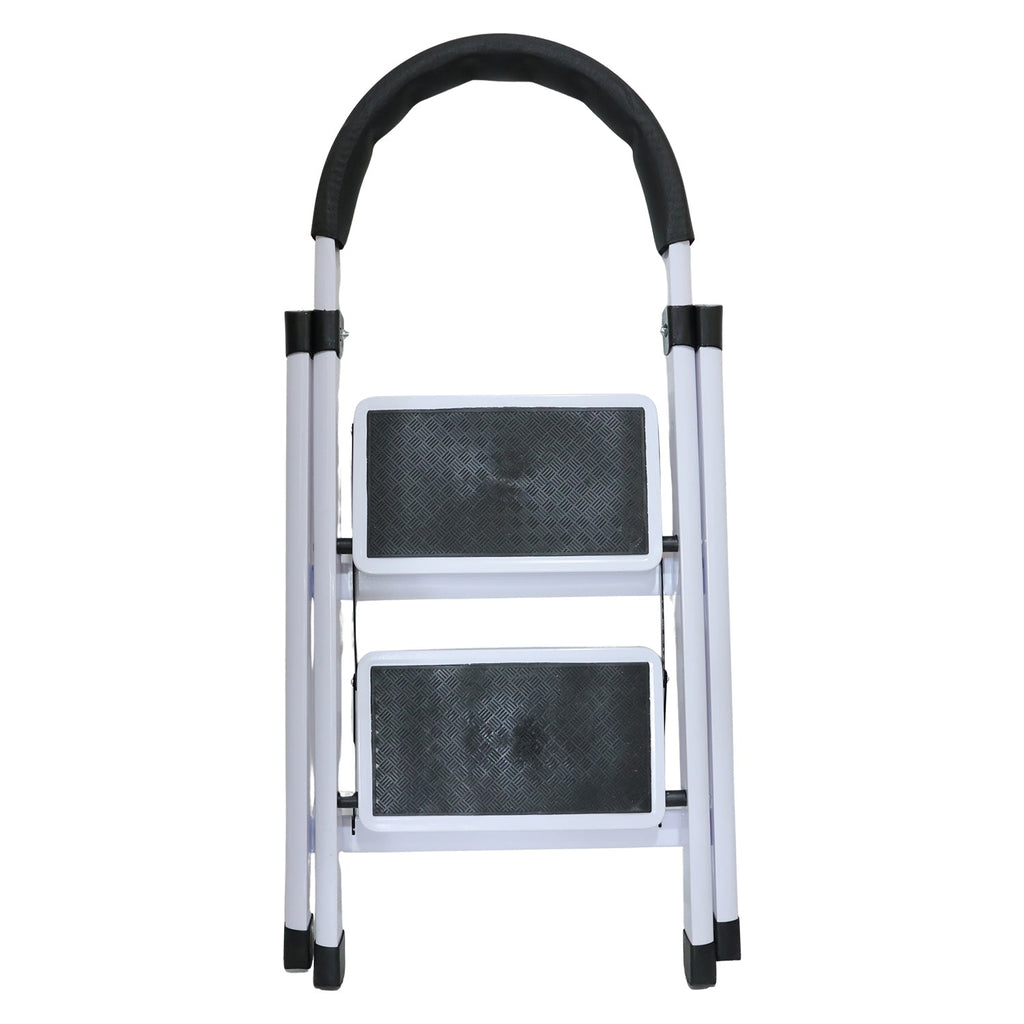 Sturdy steel 2 step ladder that folds flat for easy storage