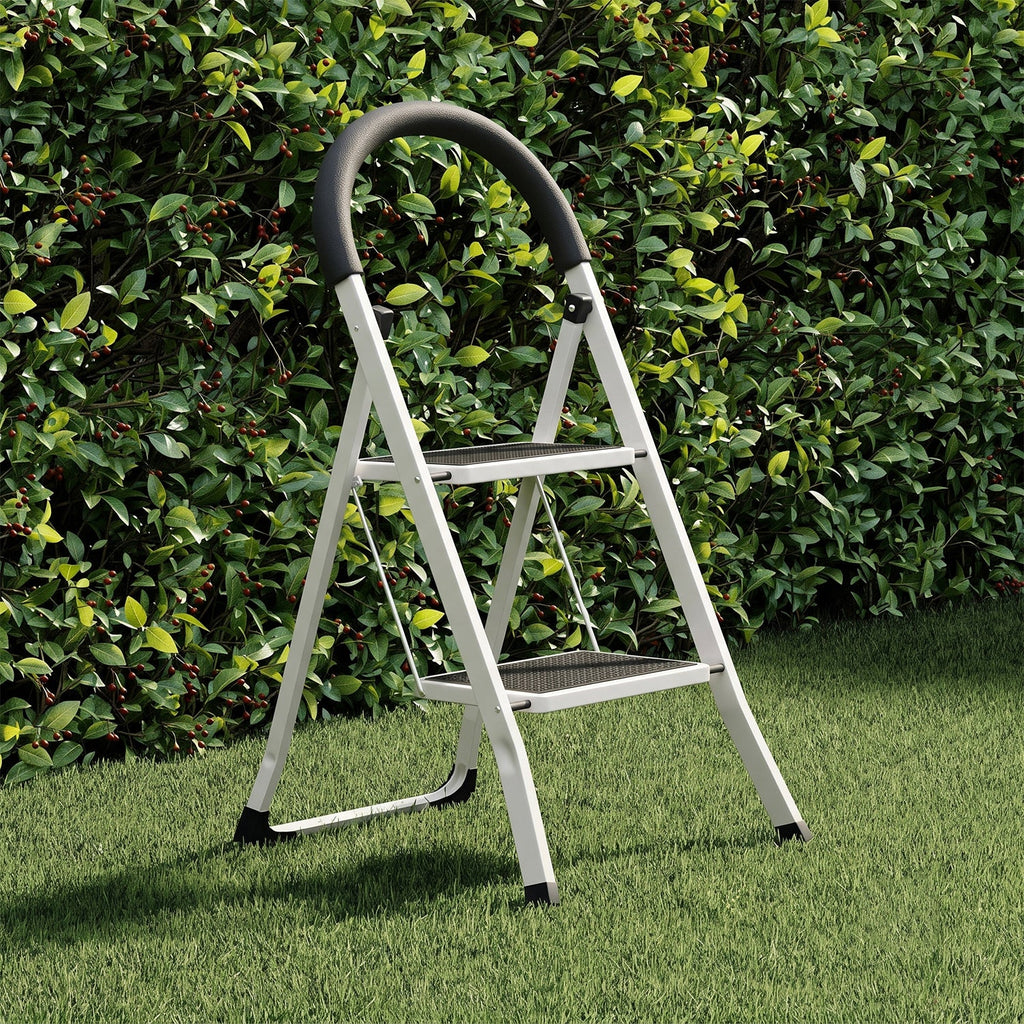 Anti slip 2 step steel ladder with comfortable hand grip