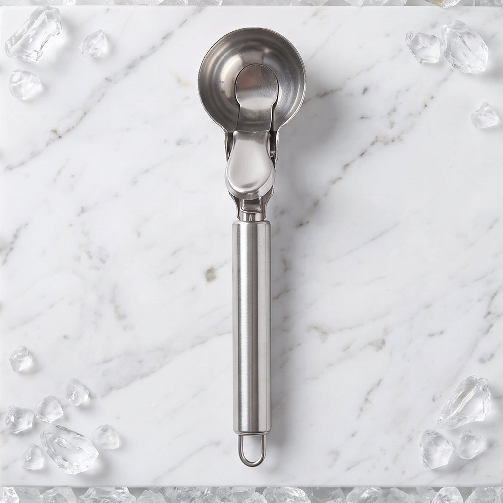Durable stainless steel scoop for ice cream, dough and melon balls