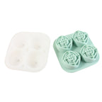 Rose shape ice cube tray filled with water and covered with lid