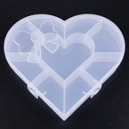 Back view of heart-shaped organizer box with bow designed lid and handle