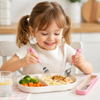 Compact stainless steel kids cutlery case for lunch on the go