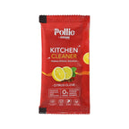 Close-up of Pollic Kadam Kitchen Cleaner sachet with citrus clove formula