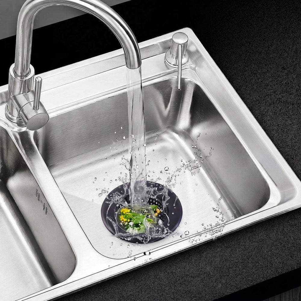 Metal mesh drain strainer for sink, catches waste and debris